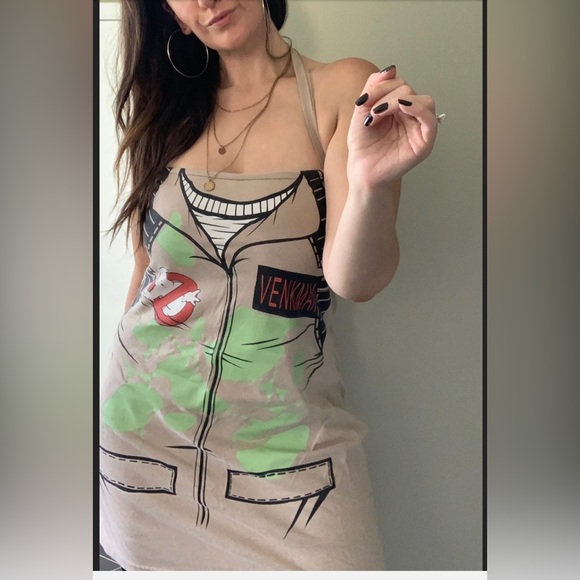 Ghostbusters Pinup Dress Halloween Graphic Tee Halter Costume Ghost Medium Movie - Picture 4 of 11